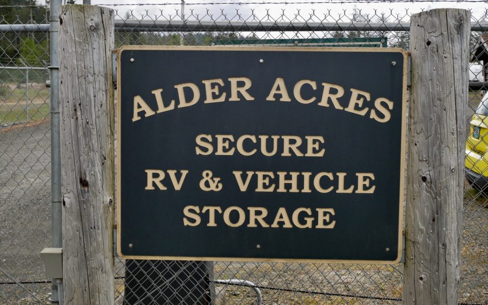 Alder Acres RV Storage Sign